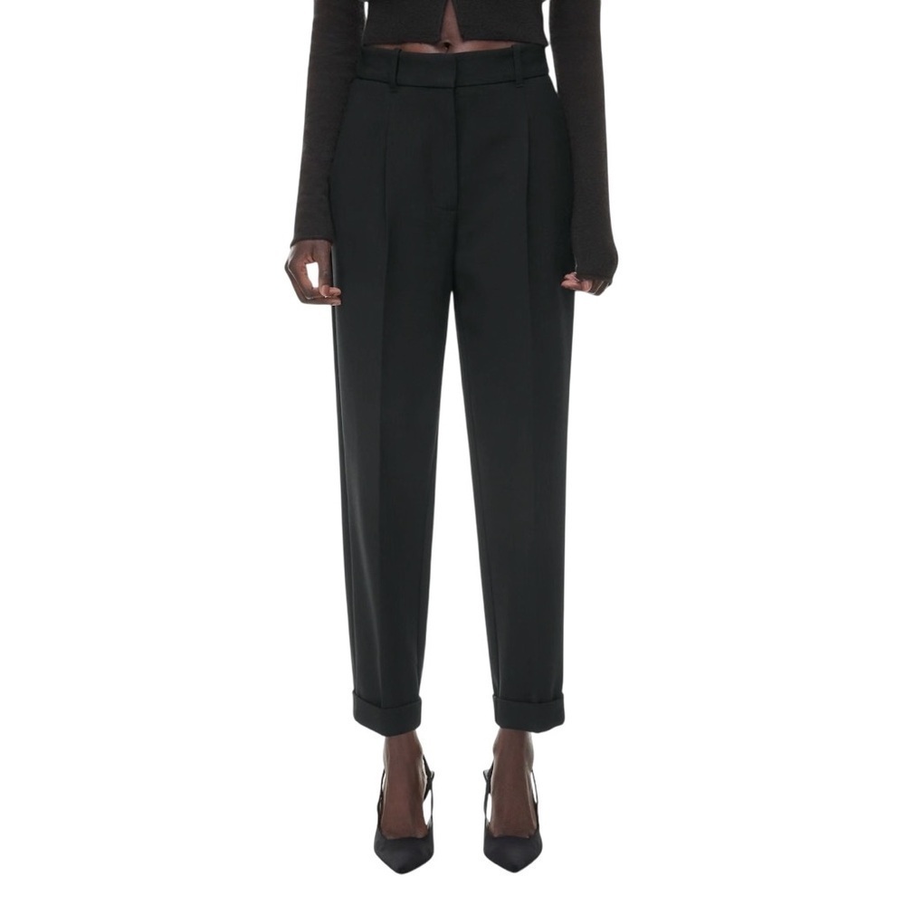 Aritzia Wilfred Dashwood Pant Black High-Rise Pleated Cuffed Trouser Sz 6